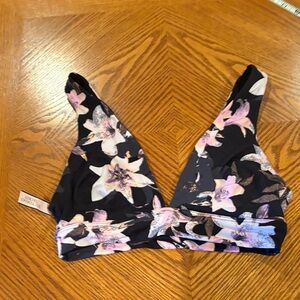 Victoria's Secret Black and Pink Floral Bra
